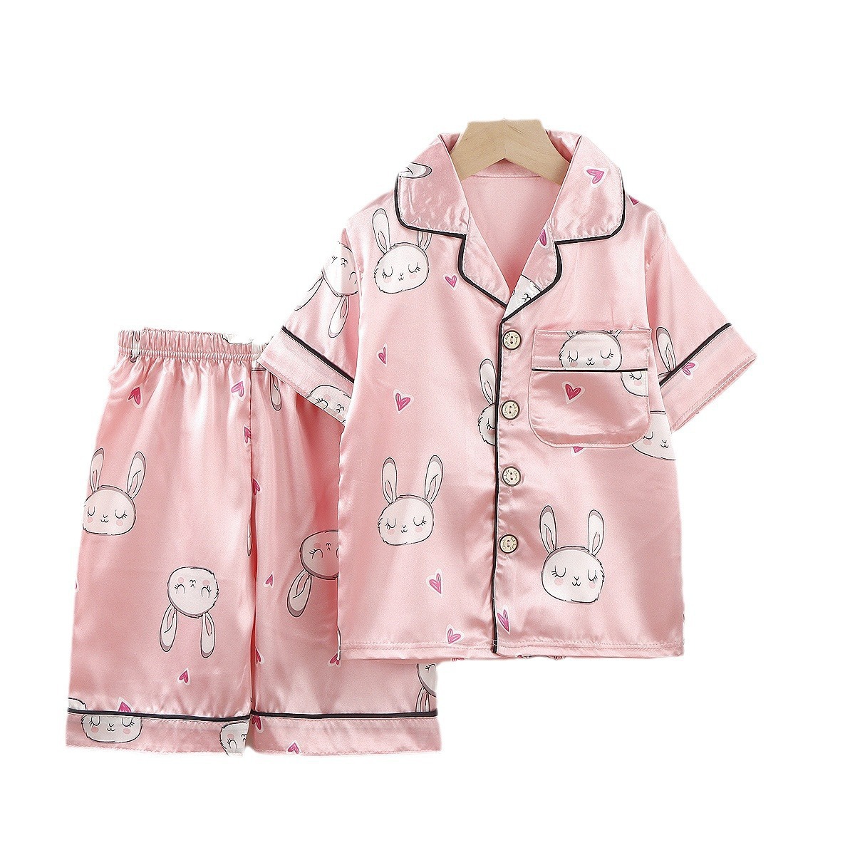 Milk Silk Children's Pajamas Women's Two-Piece Short-Sleeved Korean Style Cute Girl's Cartoon Boys' Home Clothes pajamas