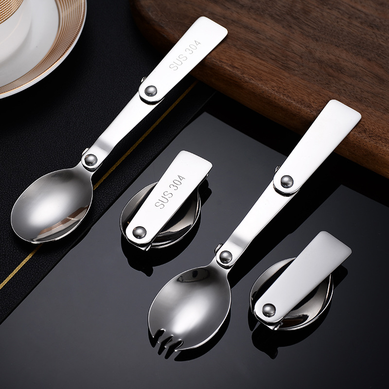Креативные портативные столовые приборы для путешествий: складная ложка из нержавеющей стали, вилка для фруктов, столовые приборы для студентов