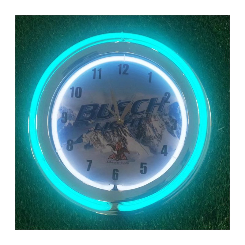 Neon wall clock home bar restaurant decoration surrounding souvenir modern simple light clock wholesale