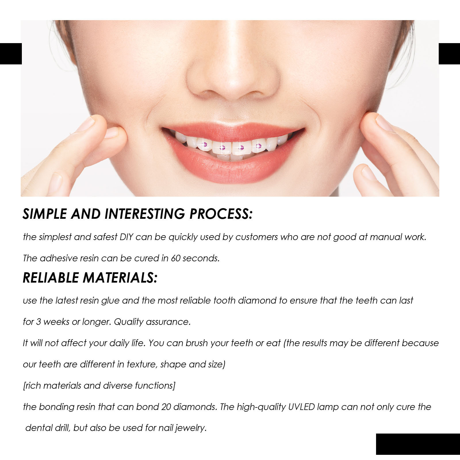 Oem Processing Multi-Color Dental Gemstone Set, Beautiful, Sturdy, Reliable, Easy to Install and Remove Gemstone Dental Diamond Jewelry