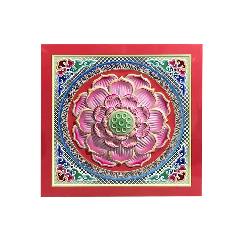 Ancient Temple Aluminum Gusset Ceiling Buddhist Hall Temple Underground Palace Aluminum Gusset Ceiling Antique Painted Relief Lotus Ceiling