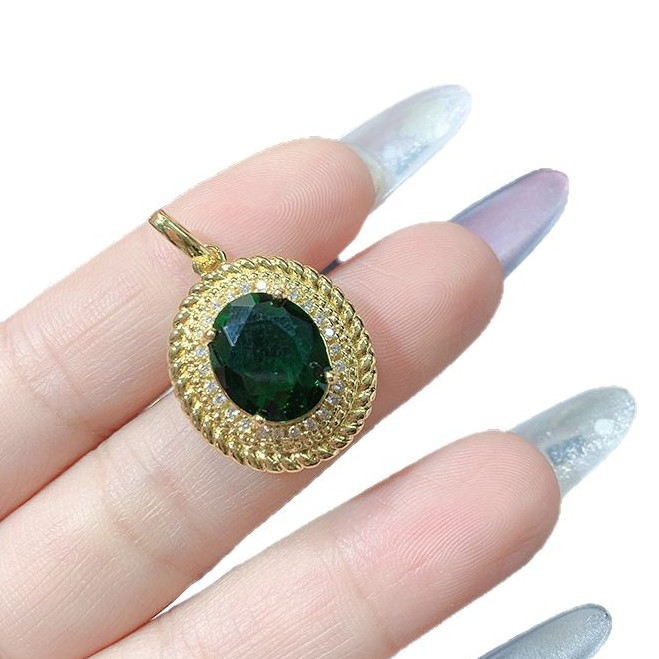 Cene Dazzling Luxury High-Quality Gold-Plated Colorful Gemstone Pendant Women's Japanese and Korean Popular Rich Woman Versatile Party Necklace