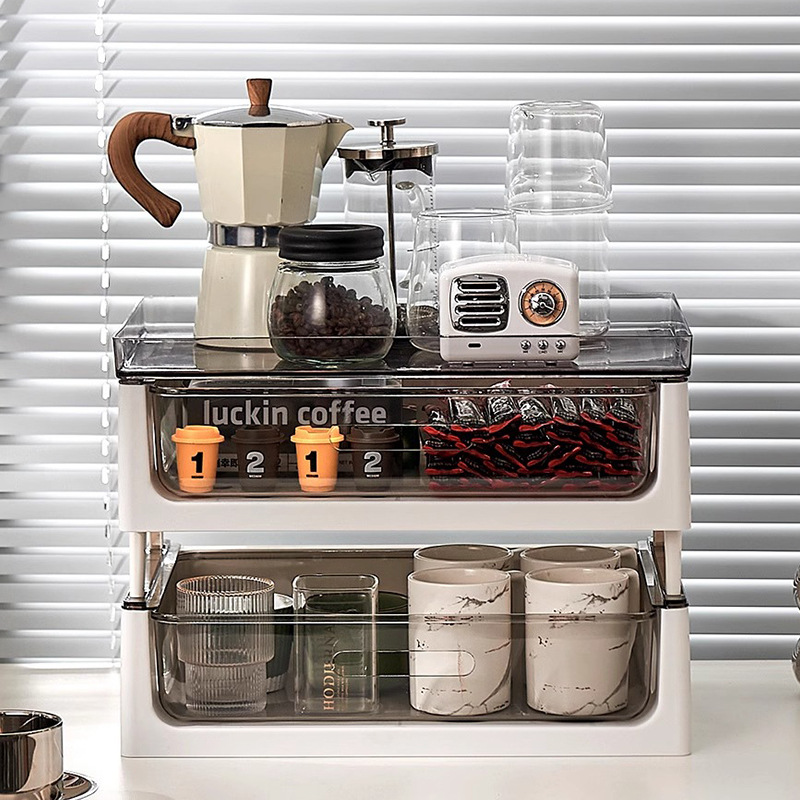 Cross-Border Tea Bag Storage Box Coffee Capsule Storage Rack Pantry Cup Water Cup Organizer Office Tea Snacks