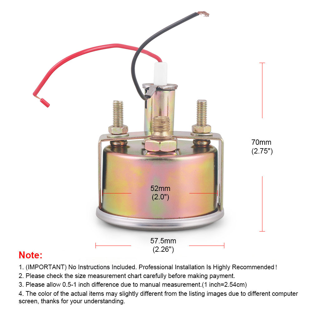 2 inch 52mm mechanical oil pressure gauge 0-100PSI/1-7KG
