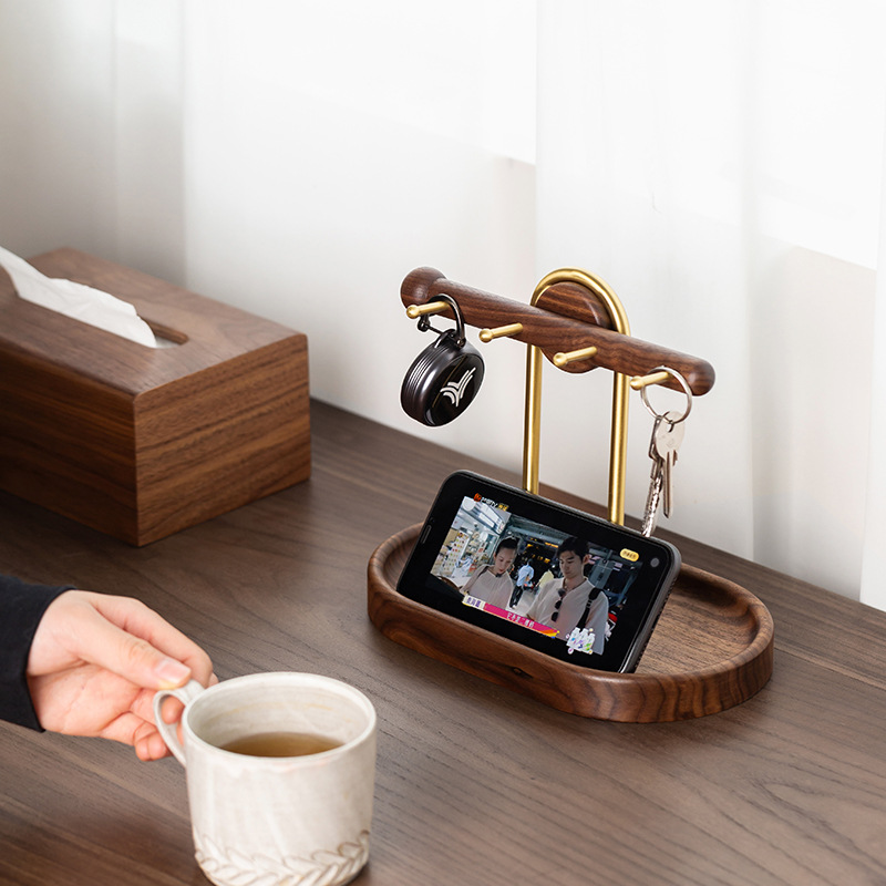 Black Walnut Key Storage Box Door Tray Storage Jewelry Rack Entrance Shoe Cabinet Hanging Mask Solid Wood Ornaments