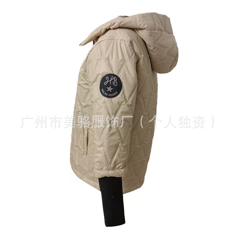 2024 independent station autumn and winter new fashion hooded embossed loose long sleeve stitching jacket cotton-padded coat cotton-padded jacket coat women