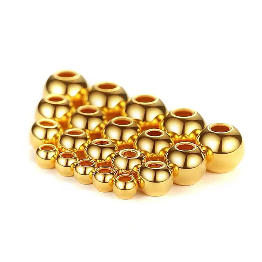 Shuibei 999 Pure Gold Ancient Method Small Gold Beads Money Cat's Eye Beads 3D Hard Gold Light Round Beads Transfer Beads DIY Accessories Wholesale