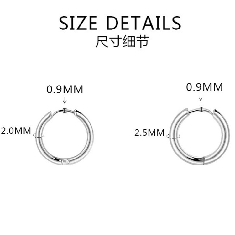 Cross-Border Popular Stainless Steel Plain Hoop Earrings Round Earrings European and American Earrings Hoop Earrings Piercing Jewelry Wholesale