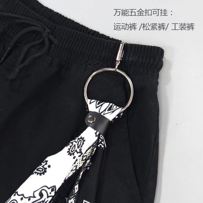Hiphop Hip-Hop Pants Scarf Cashew Flower Square Scarf Street Men's and Women's Pants Chain Scarf National Fashion Scarf Belt Hanging Pants Hanging Decoration