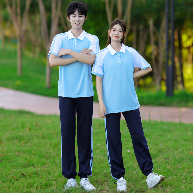 A Large Number of Real Shots in Stock, School Uniforms, Preppy Style Junior High School, High School and Primary School Student Class Uniforms, Couple Wear, Summer Short-Sleeved Suits
