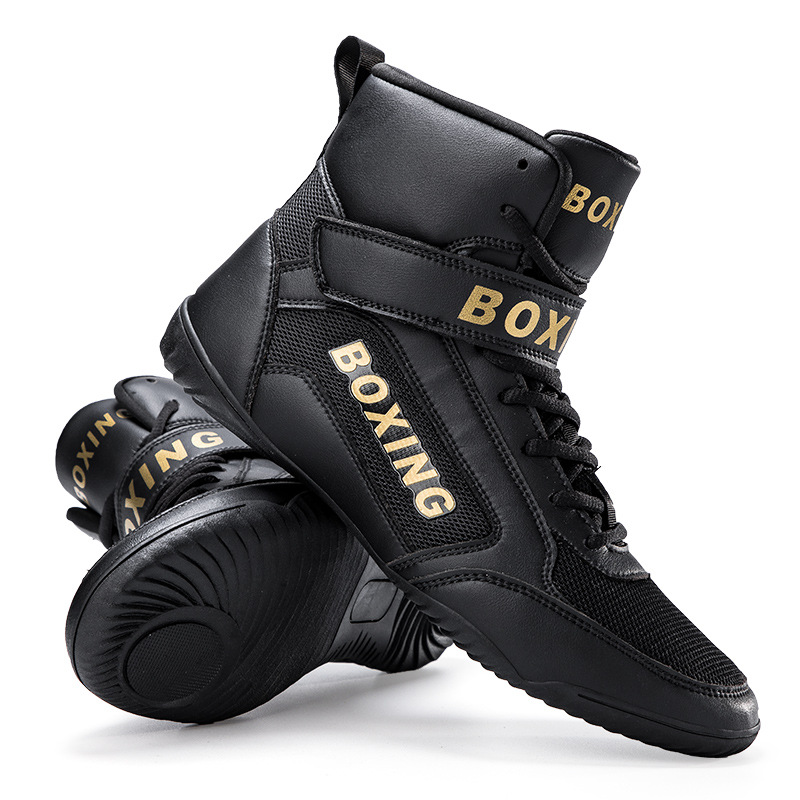 Boxing Shoes Men's and Women's Sanda Shoes Fighting Wrestling Shoes Fall Short-fall Boots Long Boots Beef Sole Wear-resistant Sole Boxing Shoes