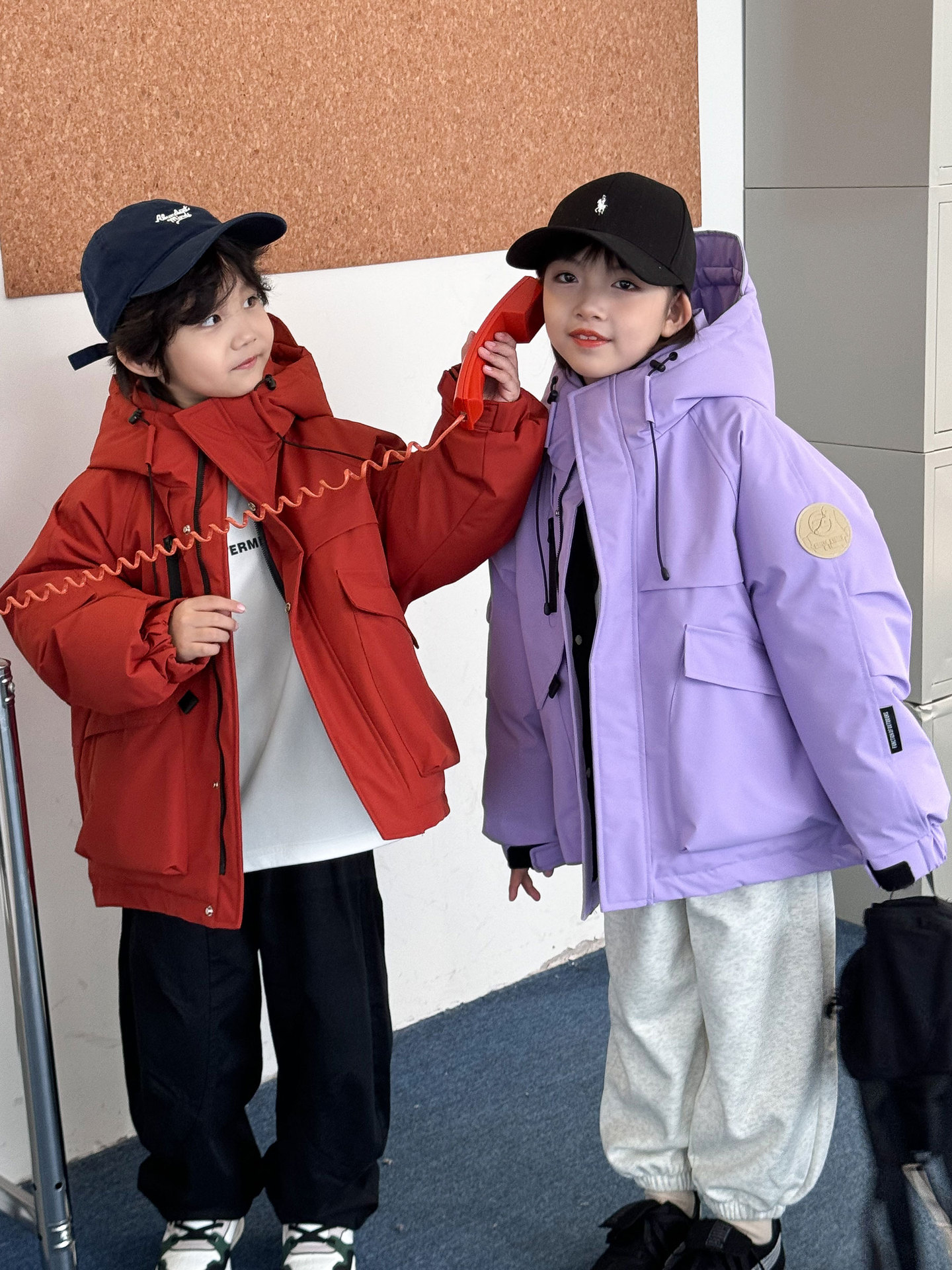 Children's Work Down Jacket Korean Style New Boys' and Girls' Middle and Big Children's Winter White Duck Down Hooded Warm Jacket Fashionable
