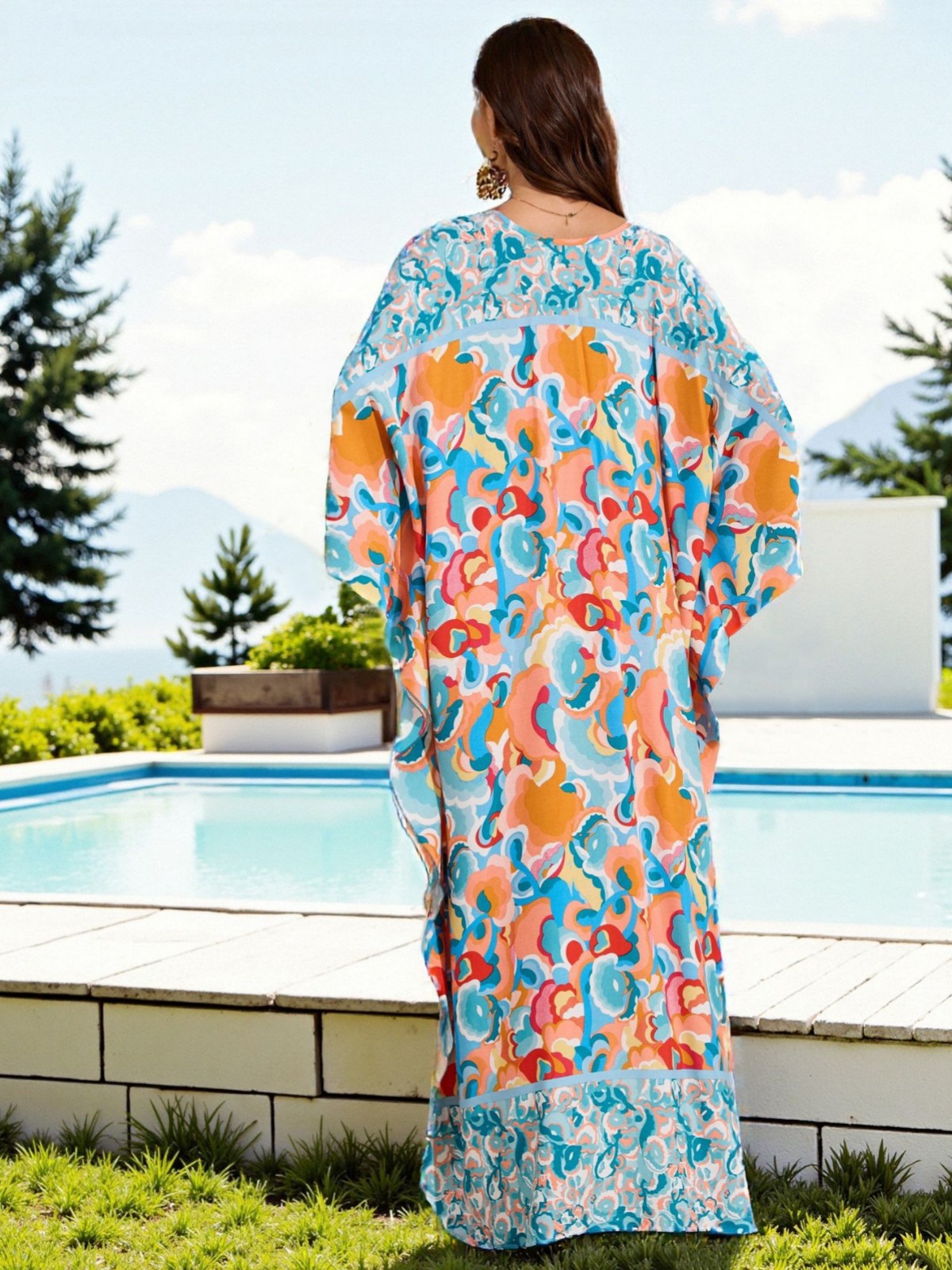 Beach Cover-Up Rayon Printed Hand-Woven Vacation Loose Robe Cross-Border Amazon 8760 (38 Colors Y