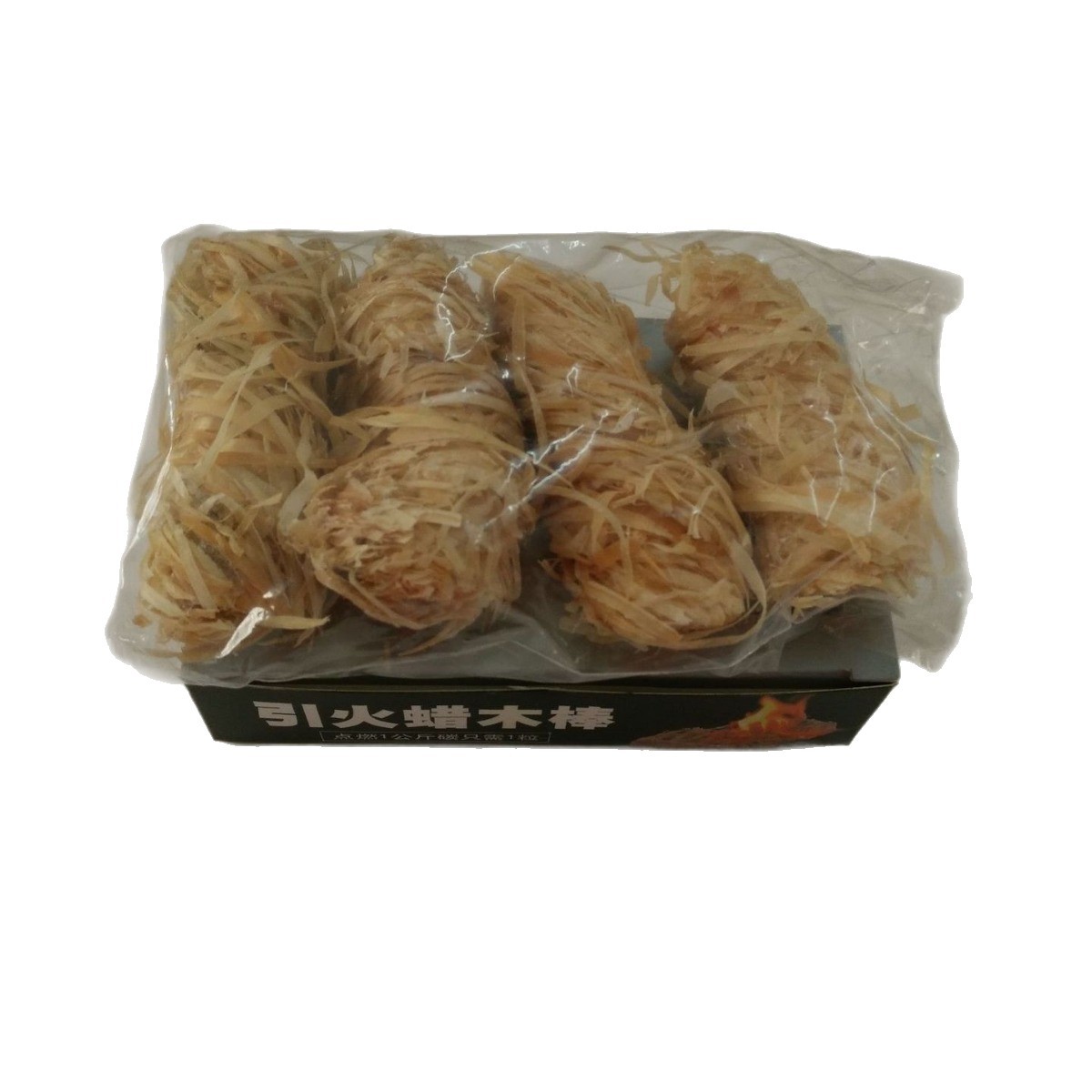 Hotel Charcoal Wax Wood Sticks for Firewood, Charcoal Firewood, Wood Silk Rolls, Oven Accessories, 65mm Long, 4 Pieces/Box, Export Model