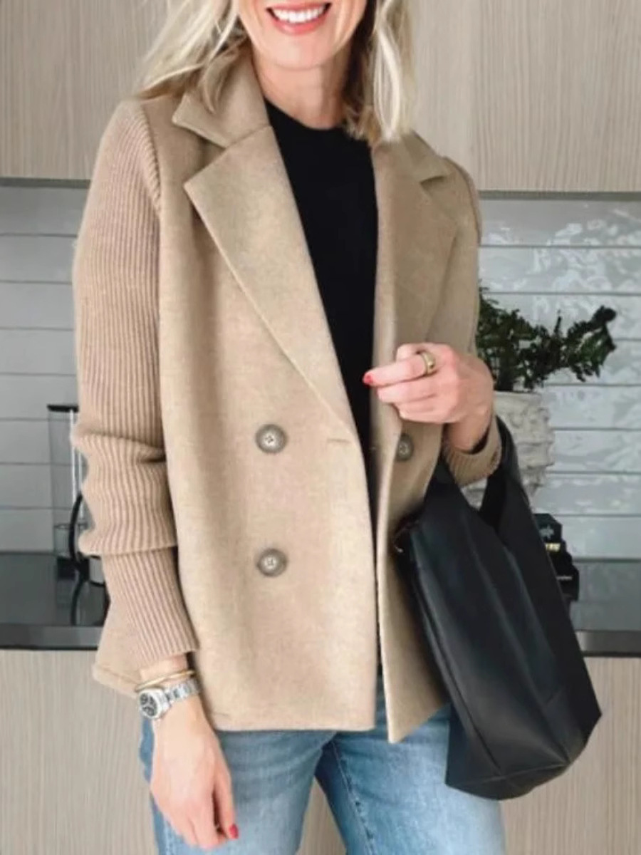 Amazon 2025 Spring New Cross-border European and American Foreign Trade Women's Fashion Elegant Wool Stitching Coat