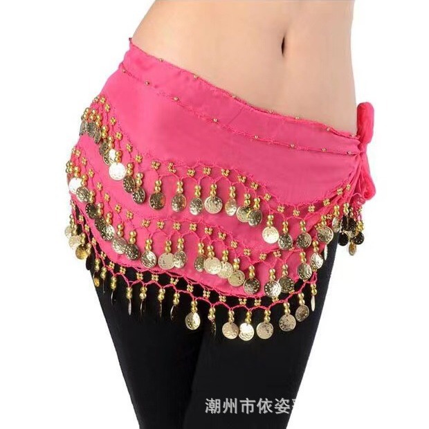 Belly dance adult waist chain Indian dance waist chain square dance waist decoration wave chiffon waist chain factory direct sales