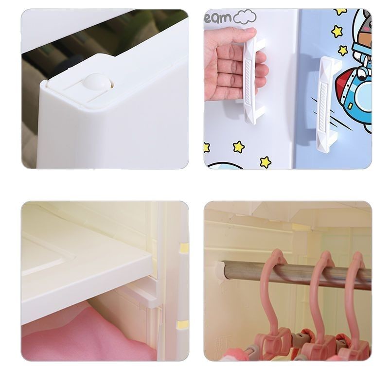 50 Wide Double Door Plastic Household Bedroom Baby's Small Wardrobe Simple Children's Wardrobe Multifunctional Storage Cabinet for Girls