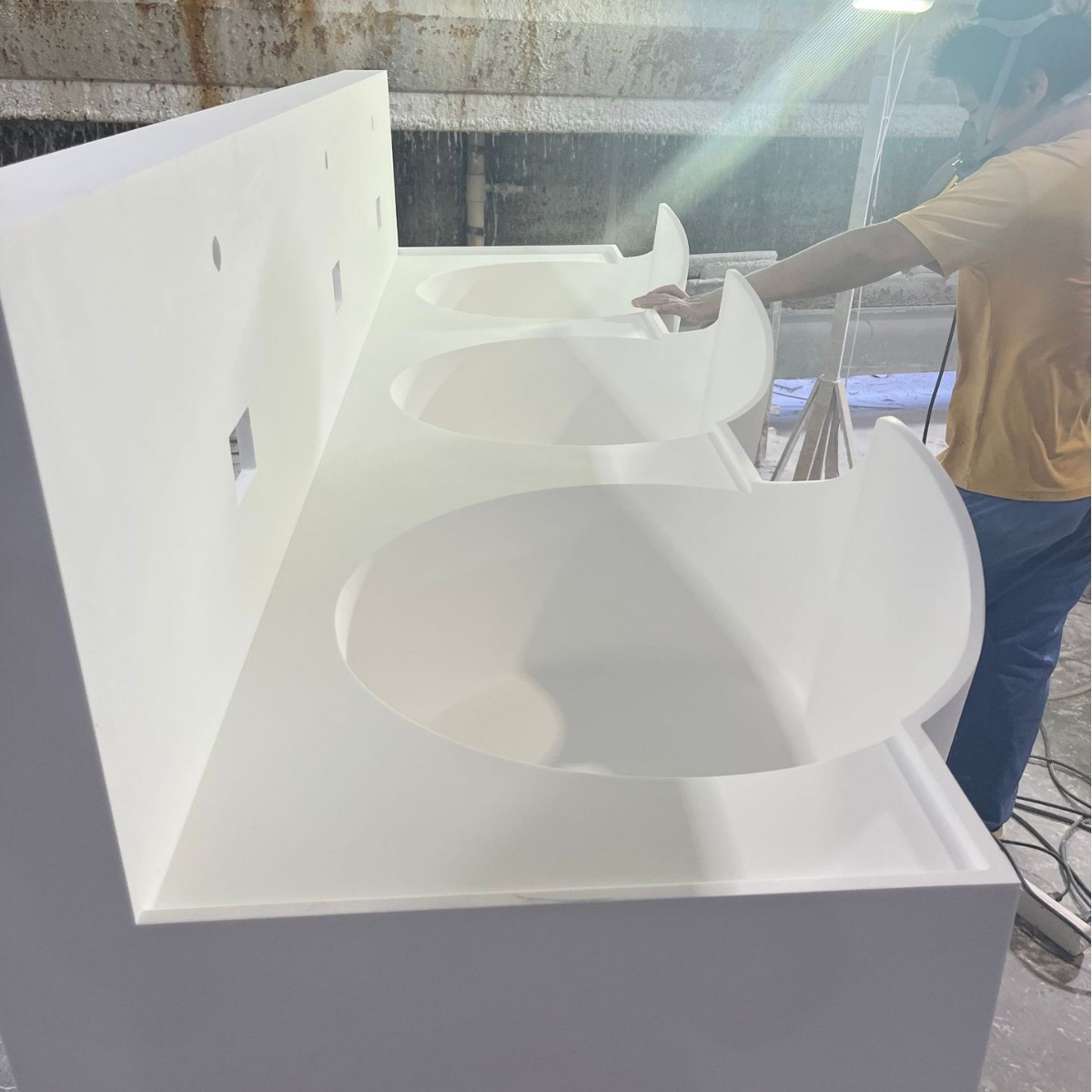 Shopping Mall Company Front Desk Artificial Stone Acrylic Special-Shaped Stone Veneer Integrated Service Desk Reception Desk