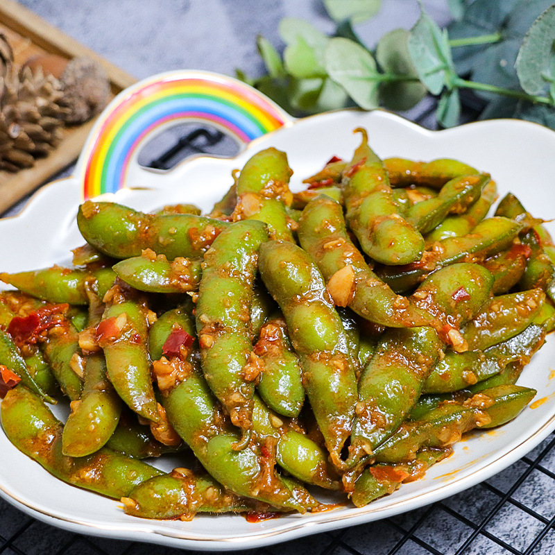 Luohui spicy edamame 1kg commercial cold dish KTV bar snacks instant catering frozen semi-finished ingredients