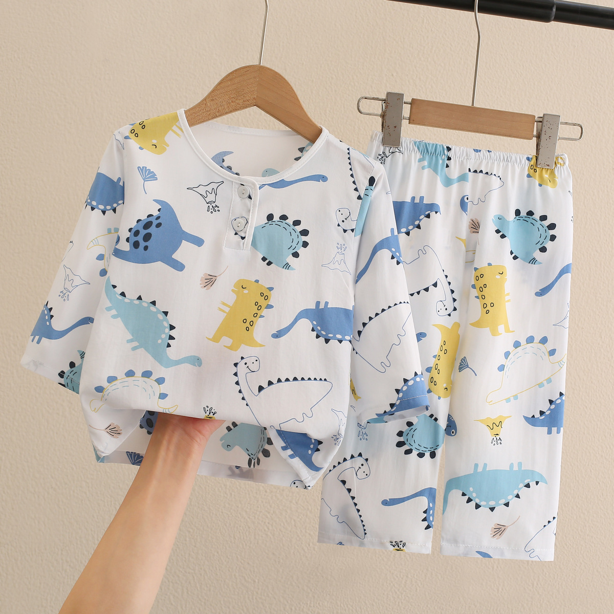 Длинные рукава брюки хлопок шелк летний детский мальчик тонкий костюм летние детские хлопковые шелковые пижамы для мальчиков и девочек