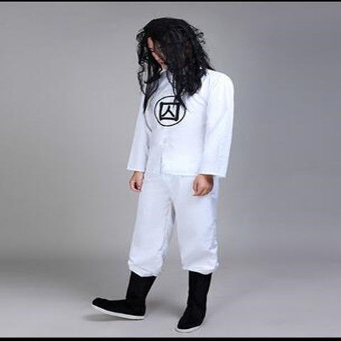 Ancient Prisoner Hanfu Pajamas for Men, Tang, Song, Ming, and Qing Dynasty Prison Clothing, White Cross-Collar Undershirt and Pants Base Layer