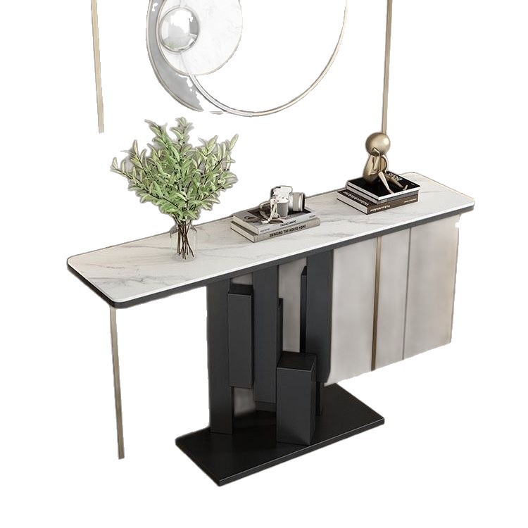 Light Luxury Style Slate Entrance Table Against the Wall Narrow Side Table Extremely Narrow Corridor Entry End View Table Entrance Cabinet Aisle Strip Case