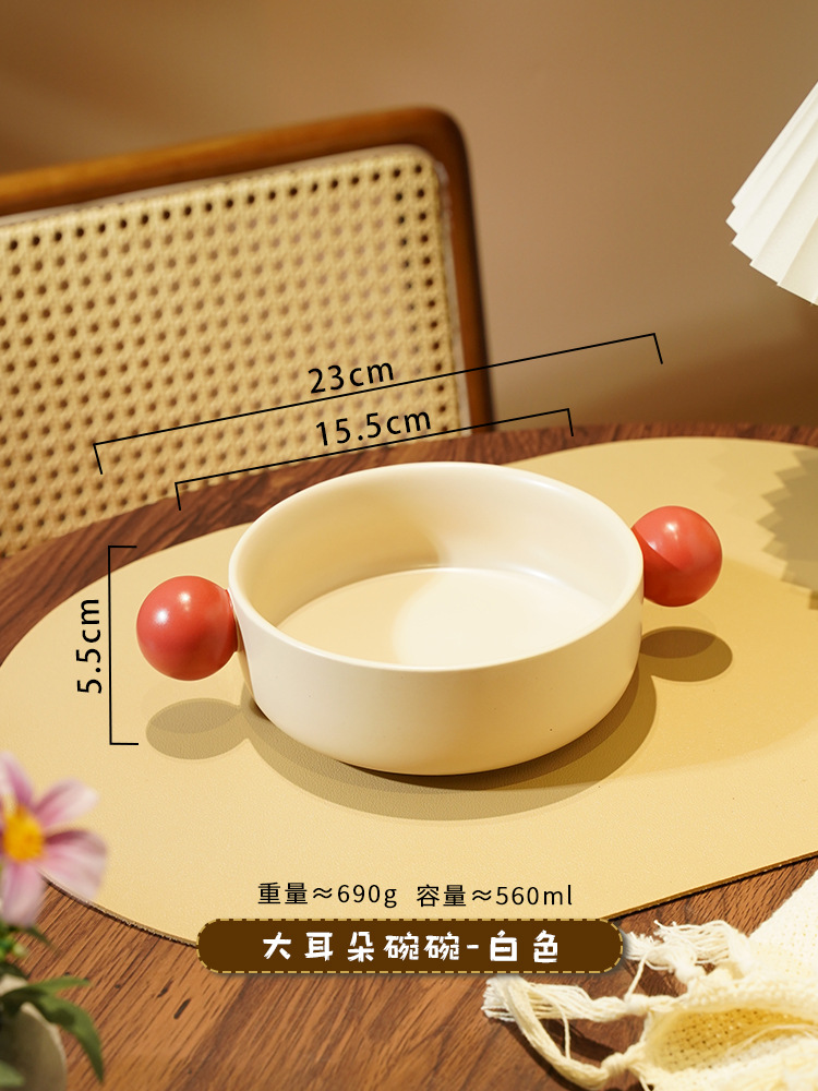 Ceramic Handle Baking Bowl Instant Noodle Bowl Microwave Baking Dish Dish Plate Household Tableware Oven Baking Cheese Baked Rice Plate Bowl