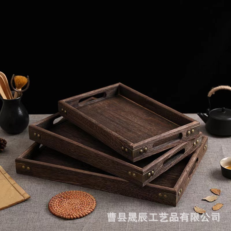 Tung Wood Tray Wooden Charcoal Cooking Tea Tray Household Tea Set Tray Vintage Encircled Stove Cooking Tea Cooking Food Tray Solid Wood Dried Fruit Tray