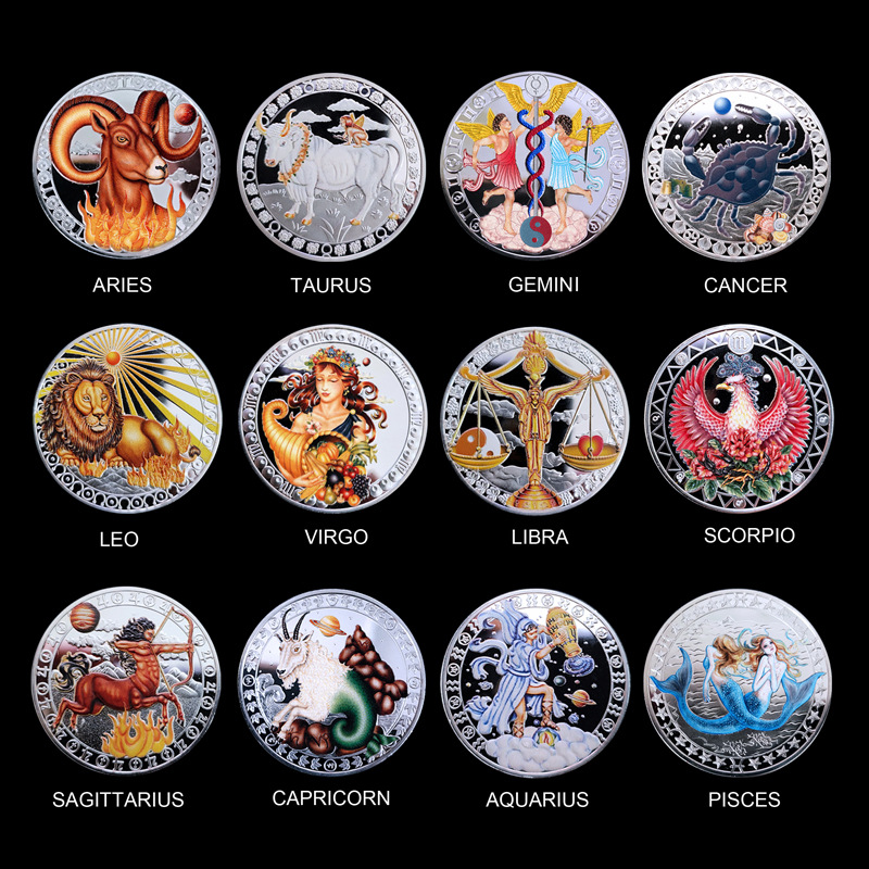 Кросс-бодрствующий Таро созвездия Рыбы памятная монета внешней торговли памятная медаль набор из 12 созвездий памятная медаль тисненый металлический значок