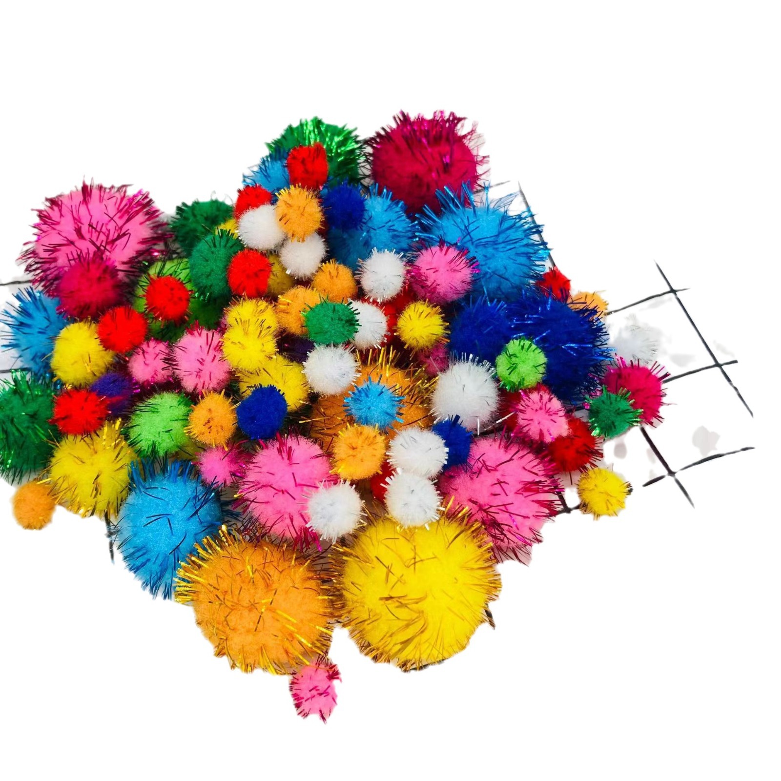 Cross-border 2cm Colorfulful Glitter Fur Ball Christmas Decoration Gold Plush Ball Kidsren's diy Handmade Clothing Accessories Batch