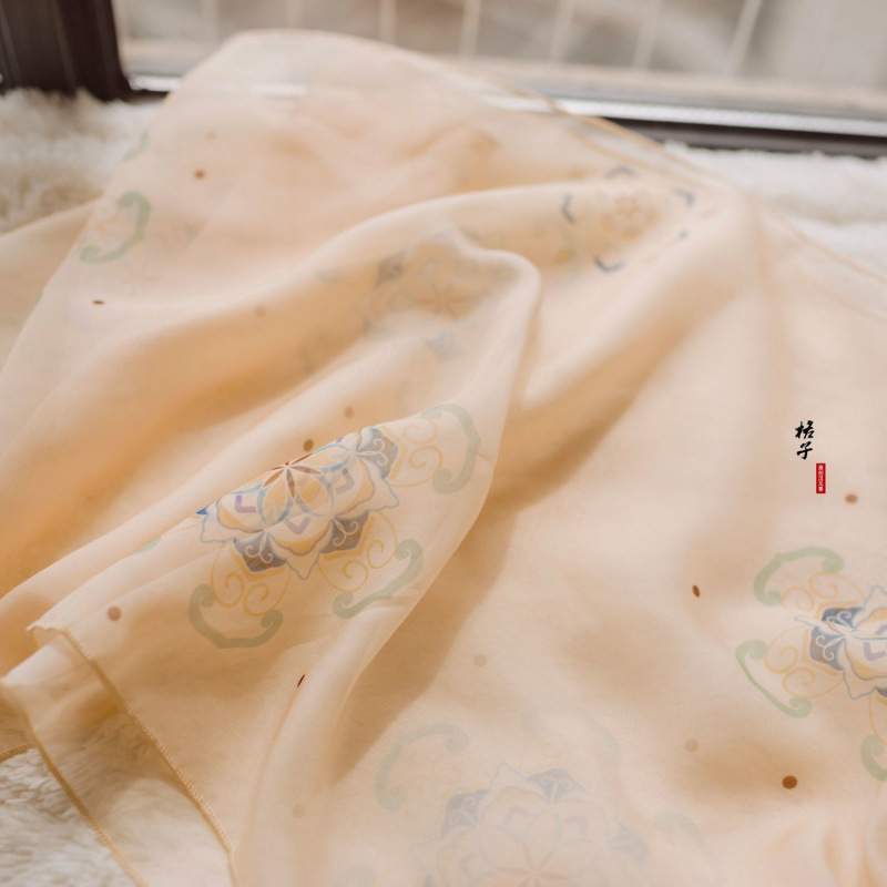 Шаль ханфу для женщин с принтом в стиле Тан, эфирный китайский стиль струящаяся лента, древний стиль аксессуар юбка Хэци универсальный цвет