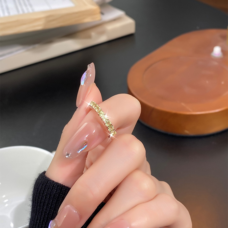 European and American Fashion Natural Crystal Ring for Women S925 Sterling Silver Plated 18K Row Ring Crystal Clean Accessible Luxury Versatile Ring