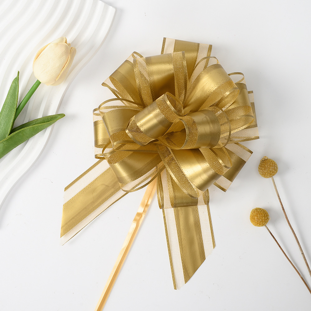 Cross-Border special for 50 double-layer snow gauze simple and elegant natural color three-dimensional spherical hand-pulled flower wedding car Christmas New Year gift pulled flower