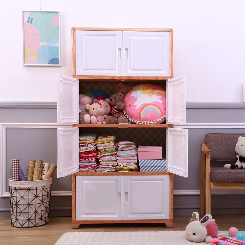 Double-Door Storage Cabinet Large Thickened Plastic Children's Wardrobe Combination Storage Chest of Drawers Baby Child Wardrobe
