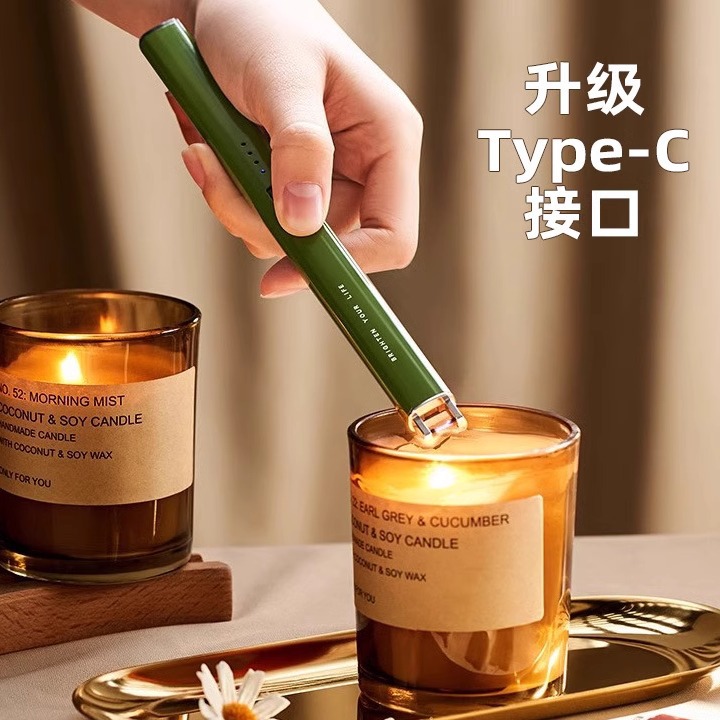 Ароматерапия Свеча Пульс Зажигалка Цифровая Перезаряжаемая Длинная ручка Зажигалка Зажигалка Типа C