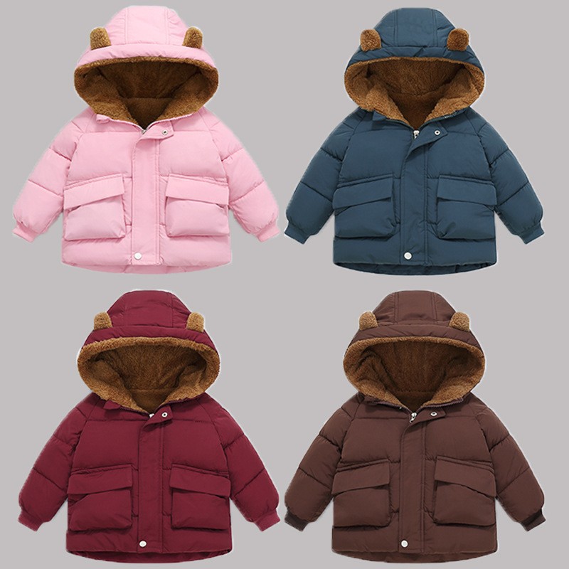 Хлопковые куртки для мальчиков и девочек, маленькие и средние размеры, утепленные куртки, зимние куртки из велюра и короткие модели