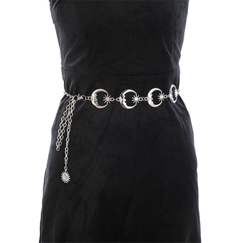 European and American Cross-Border Fashion Metal Moon Waist Chain Female Hip-Hop Punk Love Body Chain Belt Accessories Manufacturer Wholesale