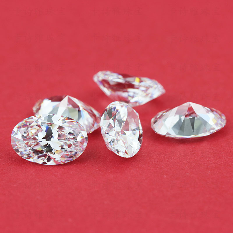 Synthetic Cubic Zircon Oval Gem Egg-Shaped 12-Star Stone White Bare Stone Jewelry Matching Stone