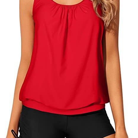 Кросс-бордовый женский раздельный купальник двухкомпонентный с шортами умеренно свободный