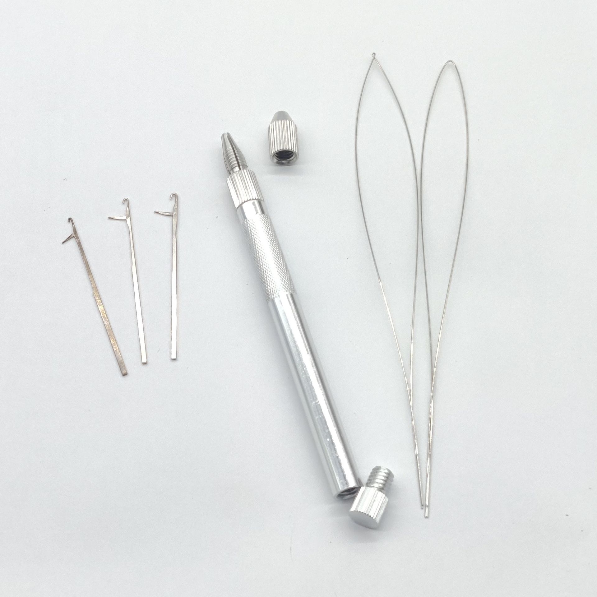 Hair Extension Tools with 5 Heads Each Metal Multi-functional Bead Threader Fishing Line Bead Threader Pull Ring 3 Colors Optional