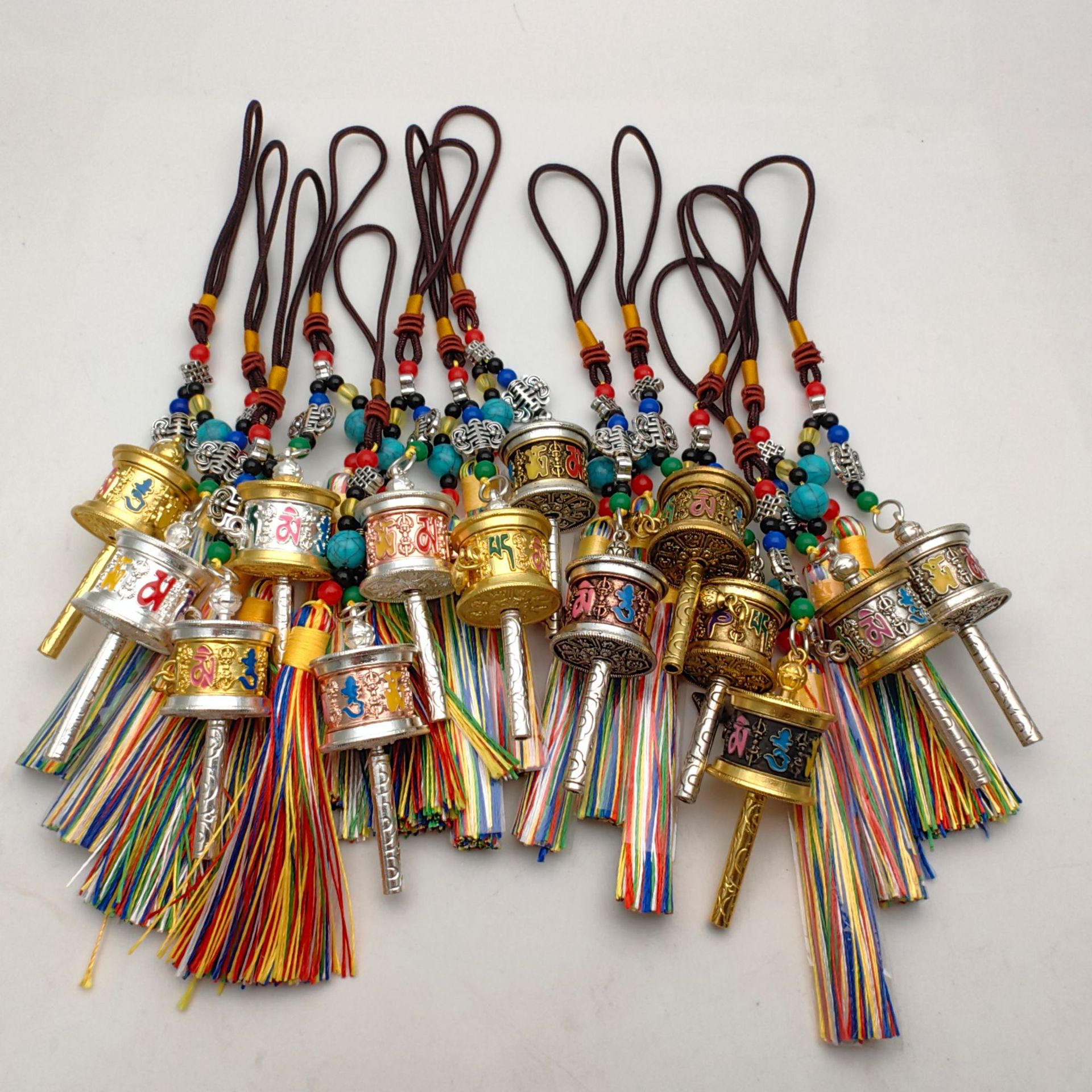 Кулон с трубкой молитвы Xizang, шести символов, с бахромой, для сумки, автомобильный брелок
