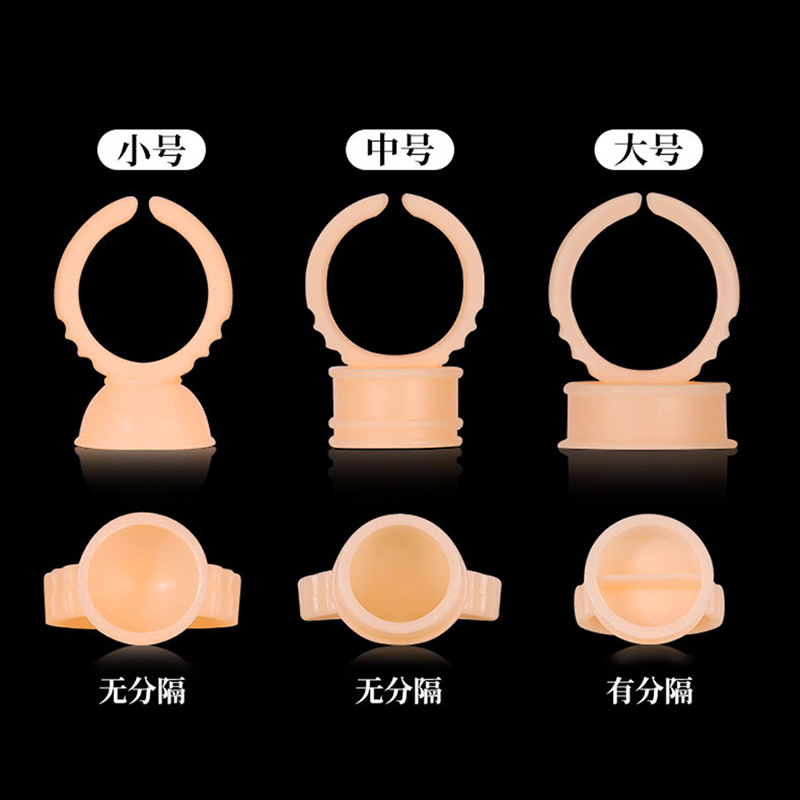 Semi-permanent tattoo silicone color finger ring cup eyebrow eye lip products tool 100 disposable ring cup