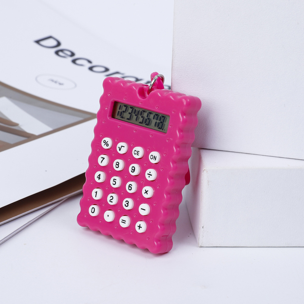 Factory wholesale student small size mini calculator high color value cute portable button battery biscuit computer