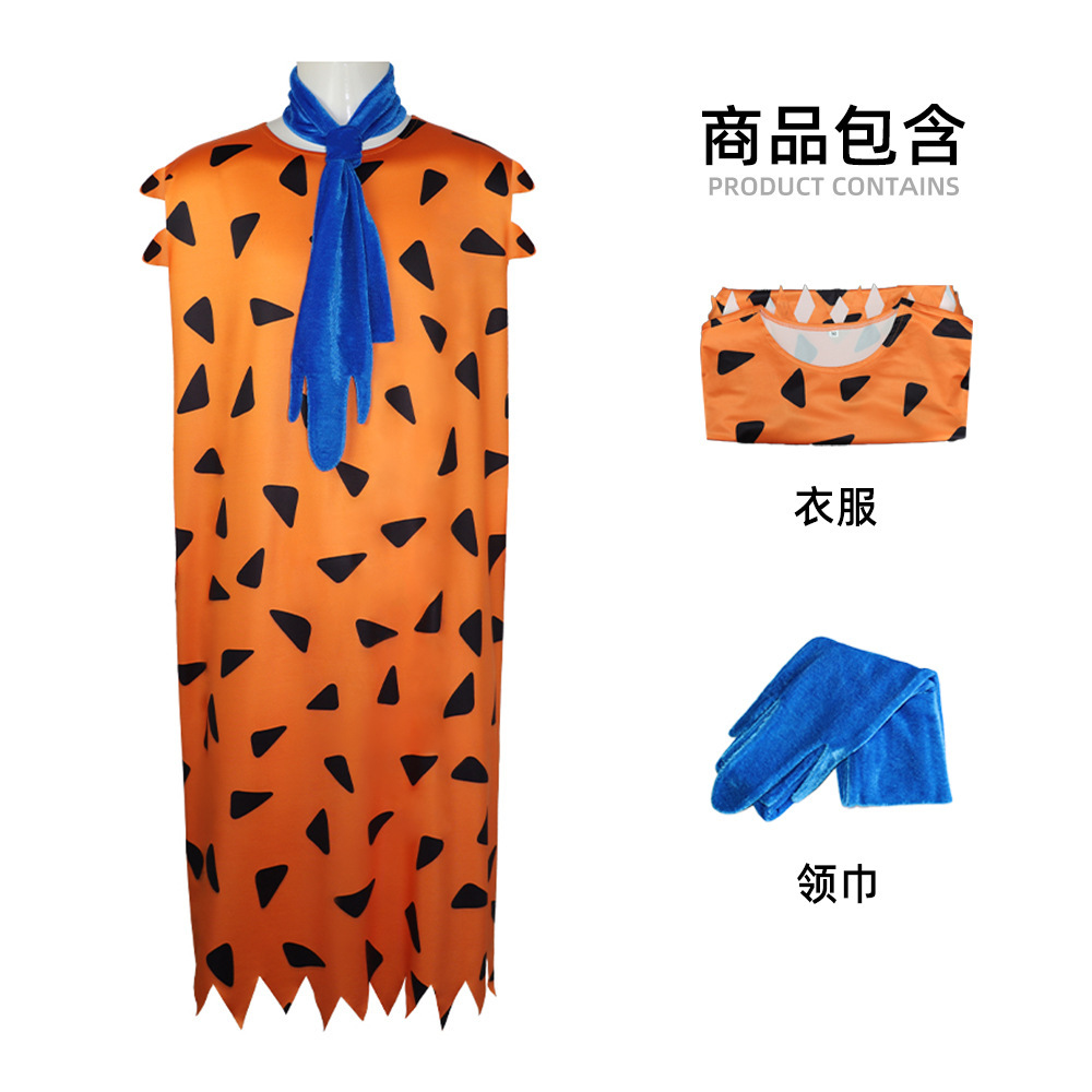 Animated Modern Caveman Cos Costume the Flinstones Fred Halloween Cosplay Costume