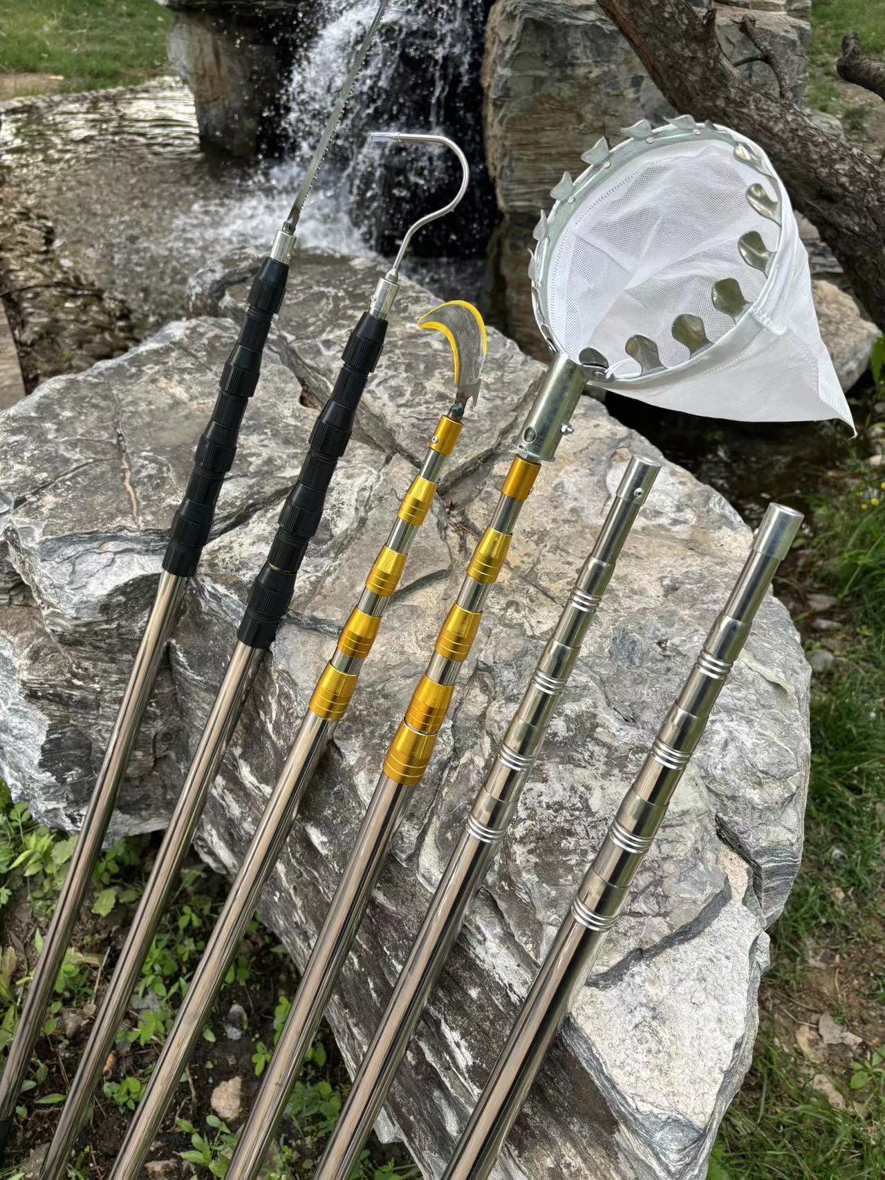 Manufacturer's Fruit Picking Knife and Hook Saw Four-piece Set Stainless Steel Net Copy Pole Gold Telescopic Pole Thickeneded Telescopic Positioning