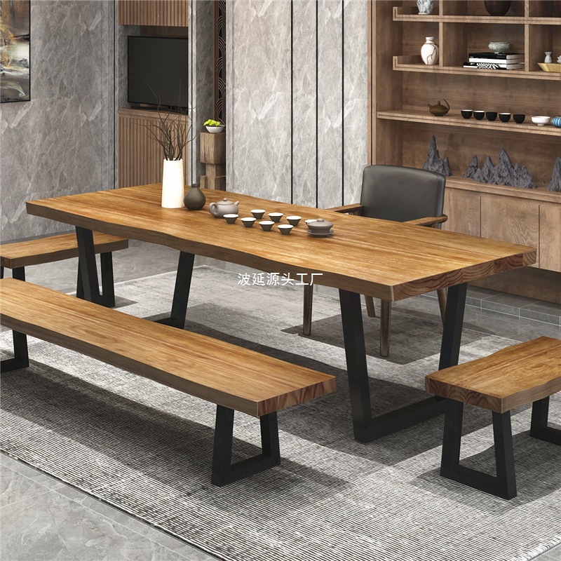 Новый китайский стиль, чайный стол из массива дерева и стулья, современный простой скандинавский кофейный столик, офисный чайный стол, большой стол