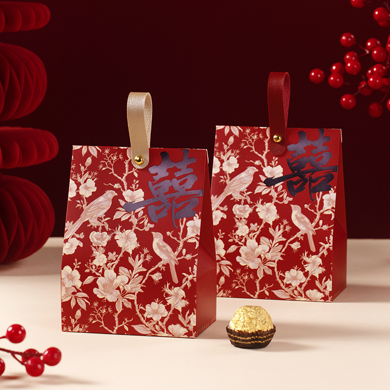 A Pack of Wedding Candy, a Finished Gift Box Containing Sugar, Chinese Style Satchel Souvenir, Wedding Candy, Wedding Engagement Banquet Candy