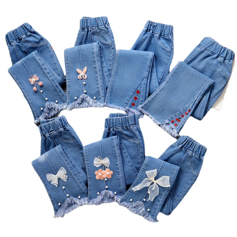 Children's Clothing Girls' Jeans Spring & Fall 2025 New Style Medium and Large Kidsren's Korean Style Girls' Bell Bottoms Kidsren's Pants Trendy