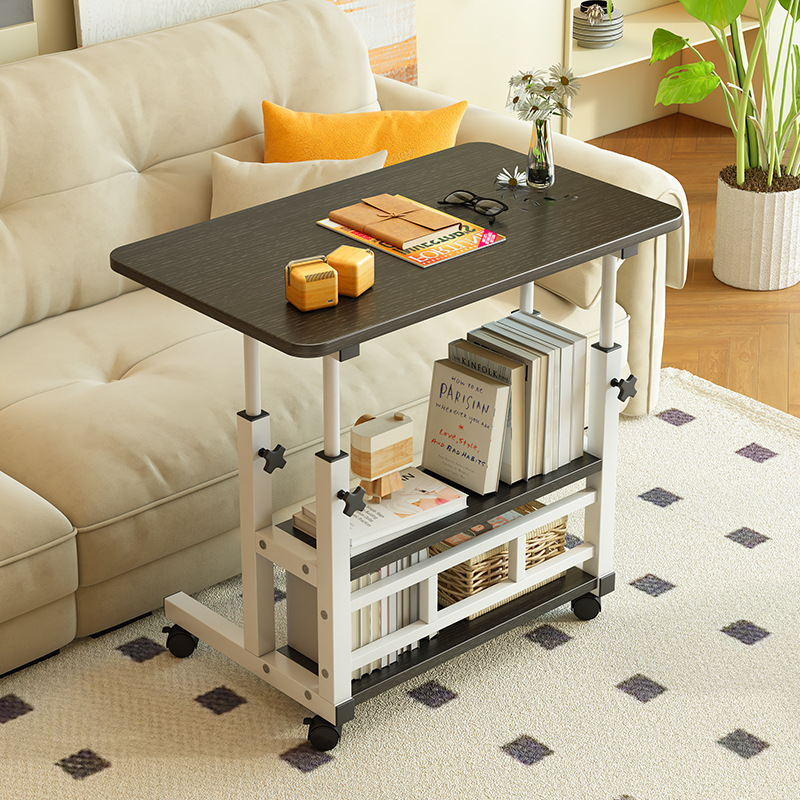 Movable Bedside Table, Lift Table, Side Table, Bedroom Desk, Wooden Living Room Storage Small Table