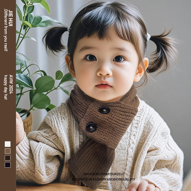 Новый корейский детский шарф, осенне-зимний, универсальный, пуговичный, корейский стиль